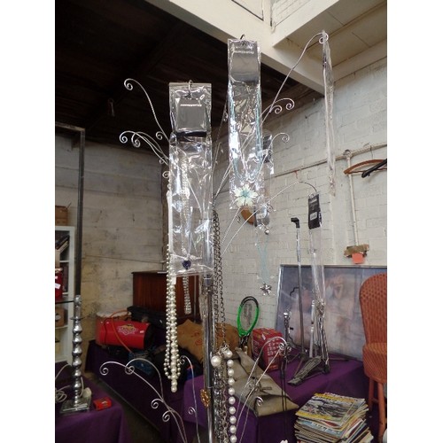 209 - 'CHROME' JEWELLERY CAROUSEL. RETAIL STAND, TOGETHER WITH NEW/PACKAGED COSTUME JEWELLERY.