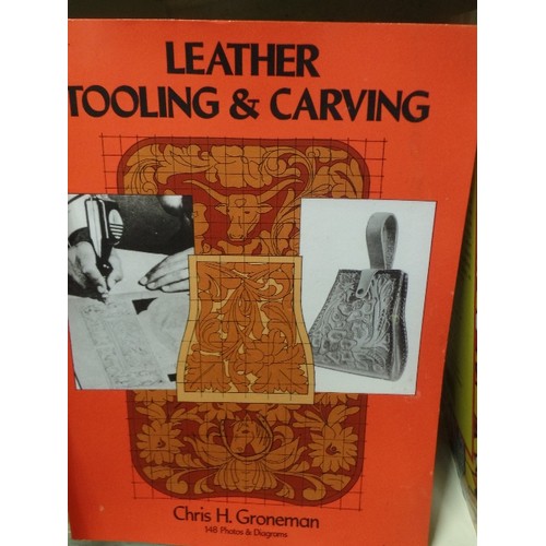 220 - CRAFTING BOOKS & CHARCOAL STICKS! INC LEATHER TOOLING & CARVING, STAINED GLASS WORK, CELTIC DESIGNS ... 