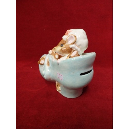 75 - BEATRIX POTTER 'OLD WOMAN WHO LIVED IN A SHOE' CERAMIC MONEY BOX. ENESCO.