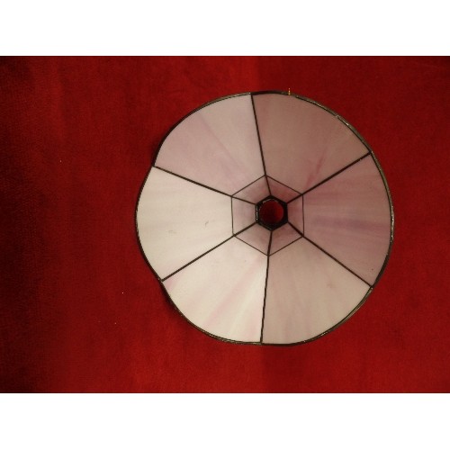 76 - SMALL TIFFANY STYLE LEAD & GLASS LAMP SHADE. PALE PINK.