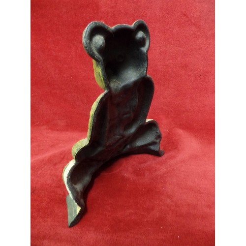 80 - CAST IRON TEDDY BEAR DOORSTOP. PAINTED.