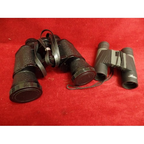 91 - PHOTAX FIELD BINOCULARS 8 X 40. 24869. ALSO SMALL LUGER LD 10 X 26 BINOCULARS. WITH CASES.