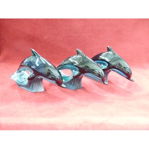 125 - 3 X POOLE POTTERY DOLPHINS.