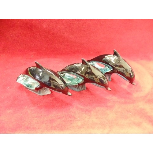 125 - 3 X POOLE POTTERY DOLPHINS.