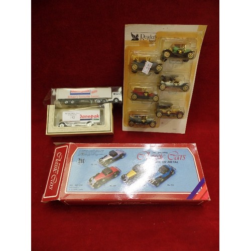 152 - 12 X DIE-CAST VEHICLES. INCLUDES READERS DIGEST VEHICLES, AND 2 X DANEPACK LORRIES. ORIGINAL BOXES.