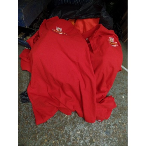 156 - ROYAL MAIL RED T-SHIRTS AND HI-VIS WATERPROOF RED JACKETS ETC.