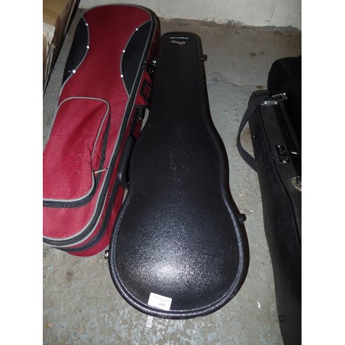 164 - 5 X PROTECTIVE VIOLIN/MUSIC CASES.