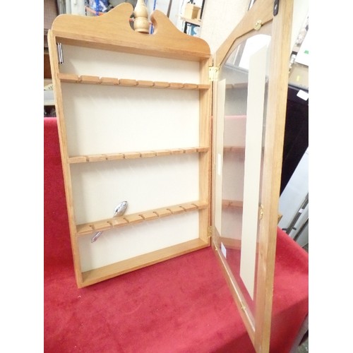 268 - WALL MOUNTED DISPLAY CABINET. WITH INTEGRAL RACK.