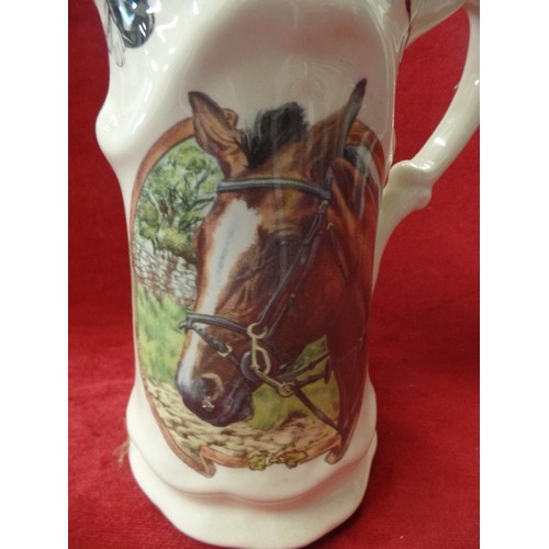 254 - LOVELY STAFFORDSHIRE JUG. HORSE/JOCKEY/ EQUESTRIAN.