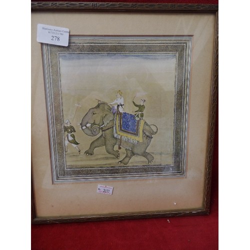 278 - 3 X INDIAN ELEPHANT PICTURES. INC 'THE EMPEROR AKBAR RIDING AN ELEPHANT' FRAMED/GLAZED.