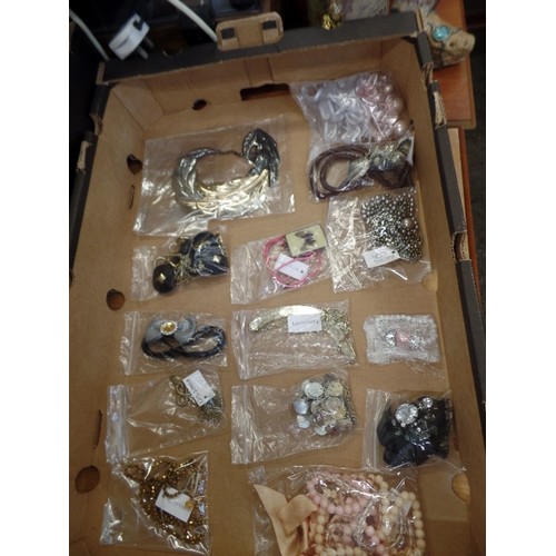 361 - 3 LARGE CRATES OF NEW/PACKAGED COSTUME JEWELLERY, HAIRBANDS ETC. PACKAGED READY FOR SALE.