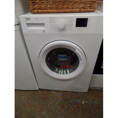 382 - BEKO/LOGIK WASHING MACHINE. WTB720E1W. GOOD CONDITION. WITH INSTRUCTION BOOKLET.