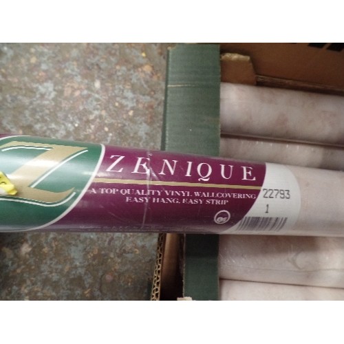 368 - 12 ROLLS OF NEW/PACKAGED ZENIQUE MARBLE-EFFECT WALLPAPER. VERY PALE PLASTER PINK.