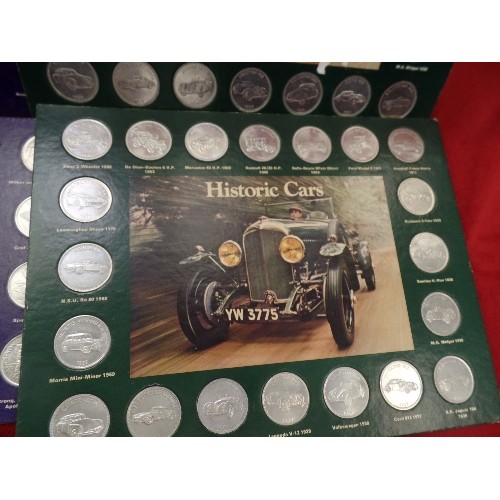 393 - COLLECTABLE COIN SETS FROM SHELL. 2 X 'MAN IN FLIGHT' 2 X 'HISTORIC CARS' COMPLETE