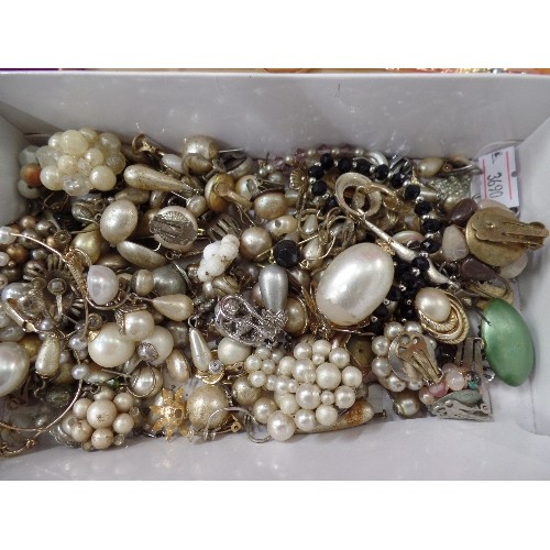 402 - 3 QUARTZ WATCHES [APPEAR NEW] VINTAGE CLIP-ON & 'PIERCED' EARRINGS. ALSO 2 STRINGS OF PEARLS.