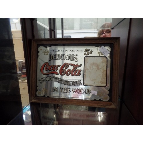 405 - SMALL VINTAGE US COCA-COLA BRANDED MIRROR.