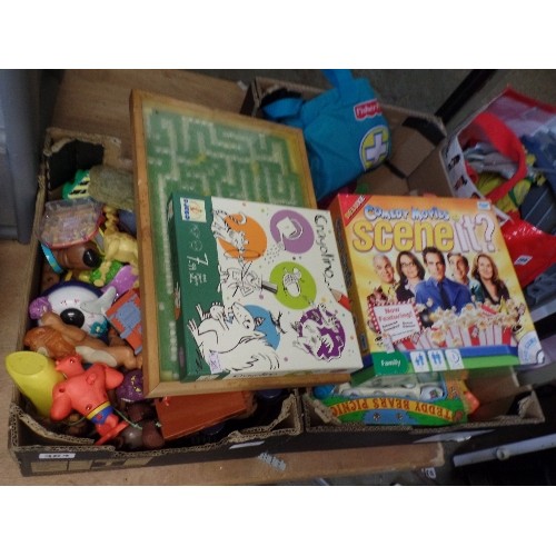 432 - 2 CRATES FULL OF TOYS, BOARD GAMES, DOLLS TEA-SET, FISHER PRICE DOCTORS BAG, COMEDY MOVIES 'SCENE IT... 