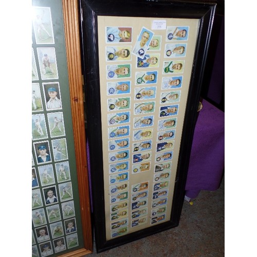 235 - VINTAGE JOHN PLAYERS CIGARETTE CARDS DISPLAYED IN 4 FRAMES, 3 OF WHICH SHOW REVERSE OF CARDS AS CLEA... 