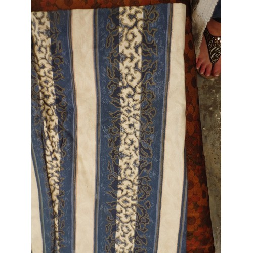 264 - LINED CURTAINS. NAVY/SAND/CREAM.