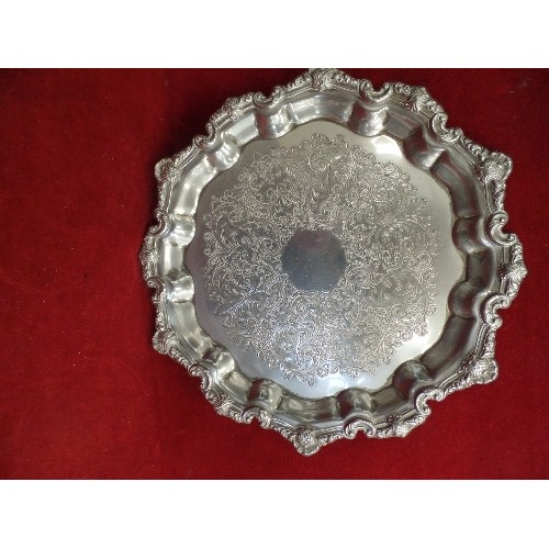 288 - VINTAGE OVAL SILVER-PLATED TRAY CONTAINING SMALLER TRAYS, CANDLESTICKS ETC.