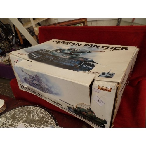 307 - LARGE REMOTE CONTROLLED GERMAN PANTHER TANK. WITH BOX.