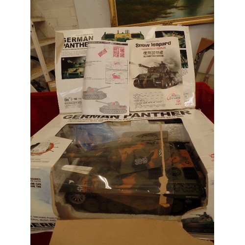 307 - LARGE REMOTE CONTROLLED GERMAN PANTHER TANK. WITH BOX.