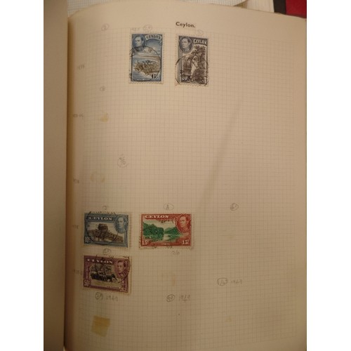 392 - 5 VINTAGE STAMP ALBUMS, WITH STAMPS.