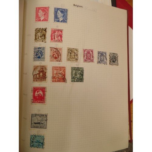 392 - 5 VINTAGE STAMP ALBUMS, WITH STAMPS.