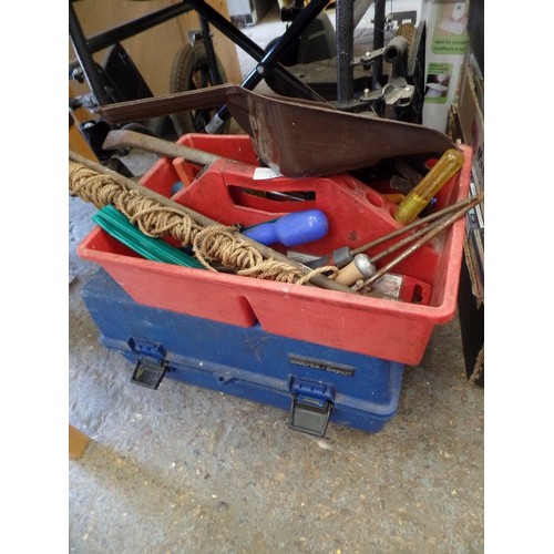 458 - CANTILEVER TOOL BOX AND A TOOL TRAY. BOTH FULL OF TOOLS.