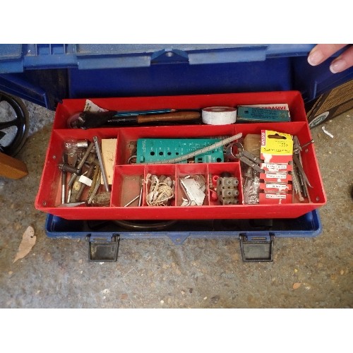 458 - CANTILEVER TOOL BOX AND A TOOL TRAY. BOTH FULL OF TOOLS.