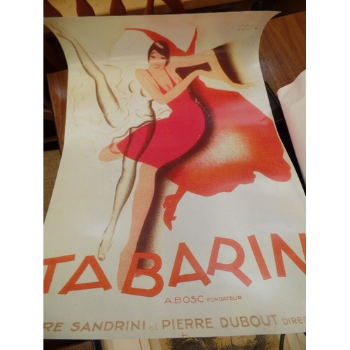 489 - 2 ART DECO STYLE POSTERS - LA DANSE DES LIBELLULES AND TABARIN, DAVID BOWIE POSTER AND COMPUTER STIC... 