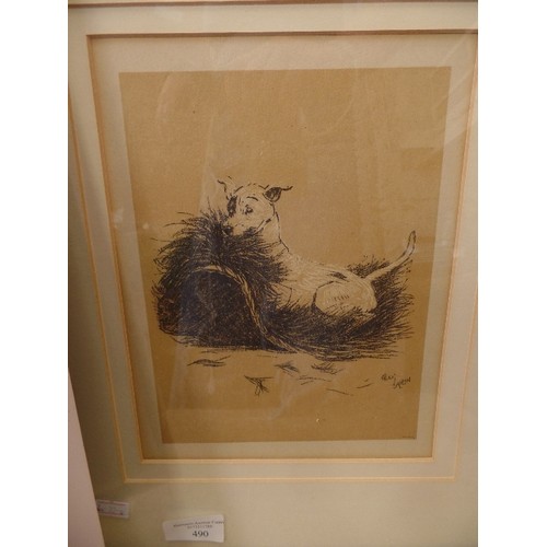 490 - 3 FRAMED AND GLAZED CECIL ALDIN PRINTS OF DOGS