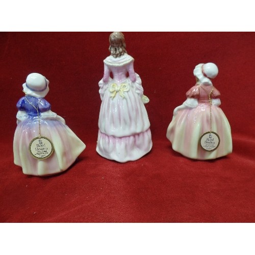 1 - 2 ROYAL DOULTON DINKY DO FIGURINES IN DIFFERENT COLOUR SCHEME, COALPORT ROSALINDA FIGURINE AND ANYSL... 