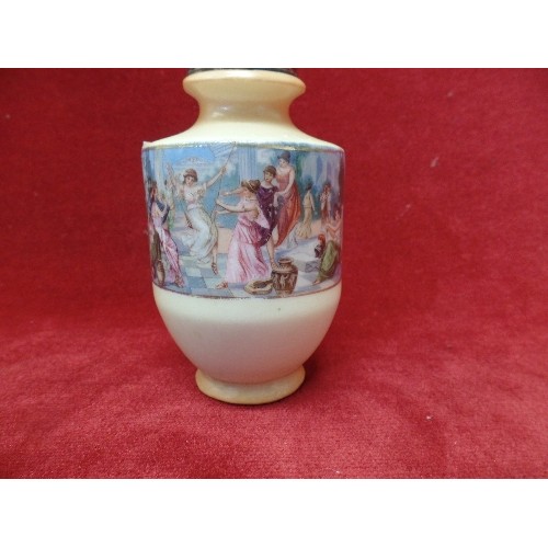 11 - VICTORIAN AUSTRIAN STYLE VASE WITH SILVER HALLMARKED RIM (DATE MARKS RUBBED)