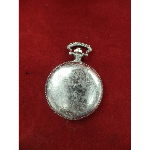 33 - SILVER METAL HALF HUNTER POCKET WATCH