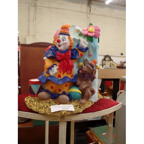 77 - FIGI GRAPHICS RESIN CIRCUS MONEY BOX WITH CLOWN. DOG AND LION