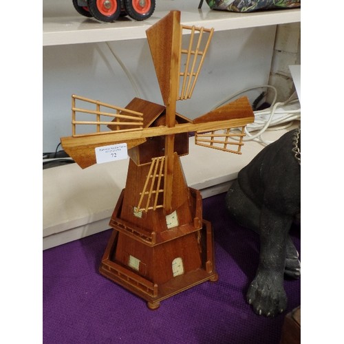 72 - SWISS MADE-MUSICAL WOODEN WINDMILL.