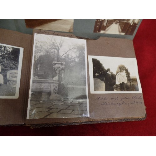 76 - 2 LOVELY VINTAGE 1920'S PHOTO ALBUMS. SEPIA PHOTOGRAPHS OF PEOPLE & PLACES. INCLUDING MR PINCHIN'S A... 