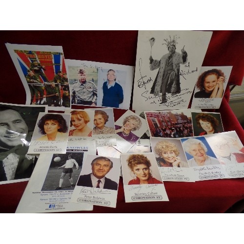 89 - SIGNED CELEBRITY PHOTOGRAPHS. INCLUDES A QUANTITY OF CORONATION STREET STARS. ALSO MEL BROOKS. A CYR... 