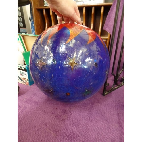 114 - HAND DECORATED GLASS GLOBE. NIGHT SKY, STARS ETC.