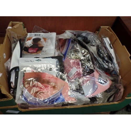 250 - LARGE CRATE FULL OF NEW/PACKAGED NOVELTY ' FACE COVERINGS.