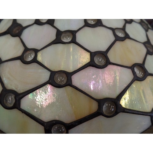 131 - TIFFANY STYLE LAMP SHADE. OYSTER COLOURED STAINED GLASS & LEAD