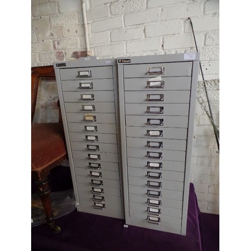 168 - PAIR OF TRIUMPH 15 DRAWER FILING CABINETS. SILVER GREY.