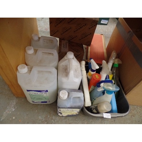 277 - CLEANING LOT. INC CLEANING PRODUCTS, AND 5 LARGE TUBS OF ANTI-BAC HAND SOAP[FOR DECANTING TO SMALLER... 