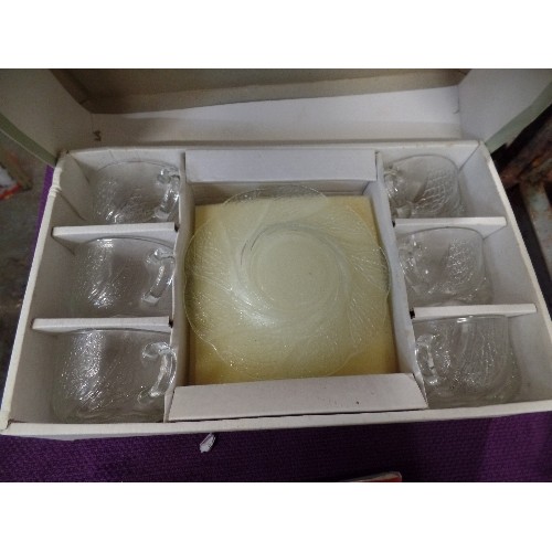 194 - RETRO FROSTED GLASS TEA SET BY SERENE. BOXED.