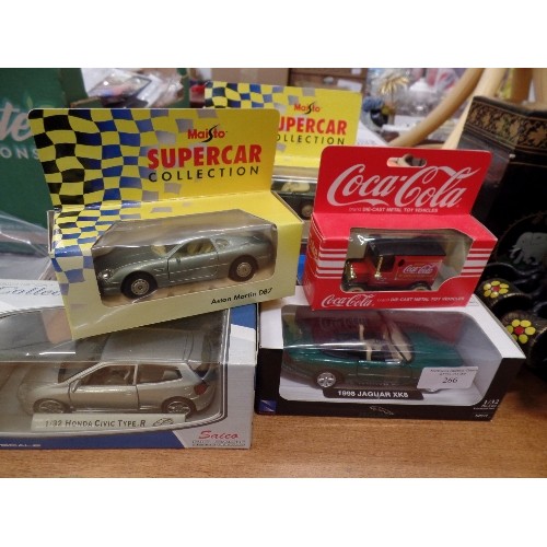 266 - 8 X DIE CAST VEHICLES INC JAGUAR XK8 , ASTON MARTIN DB7