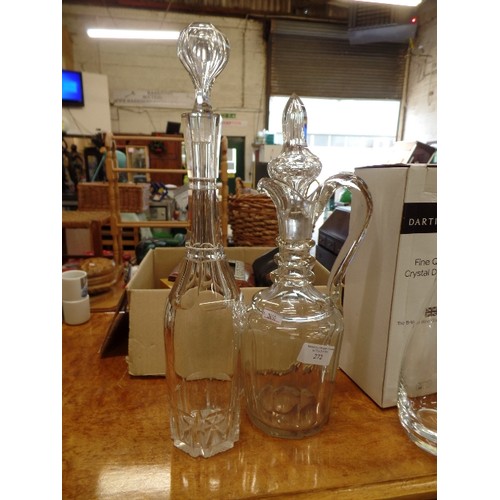 272 - 1 GEORGIAN CLARET CARAFE , 1 GOOD QUALITY LEAD CRYSTAL DECANTER, 1 DARTINGTON CARAFE.