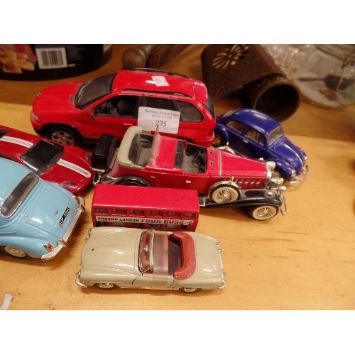 275 - COLLECTION OF 12 DIE CAST VEHICLES , VARIOUS SIZES INC VW KARMANN-GHIA ,2 X MORRIS MINOR POLICE , WE... 