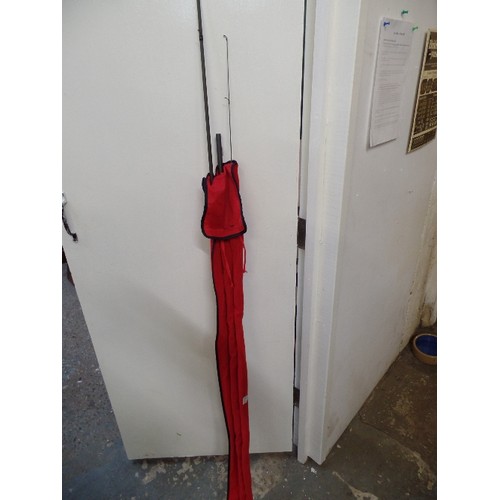 90 - FISHING-ROD. LIGHTWEIGHT ANIMAL CARP WAGGLER. IN RED CLOTH BAG.