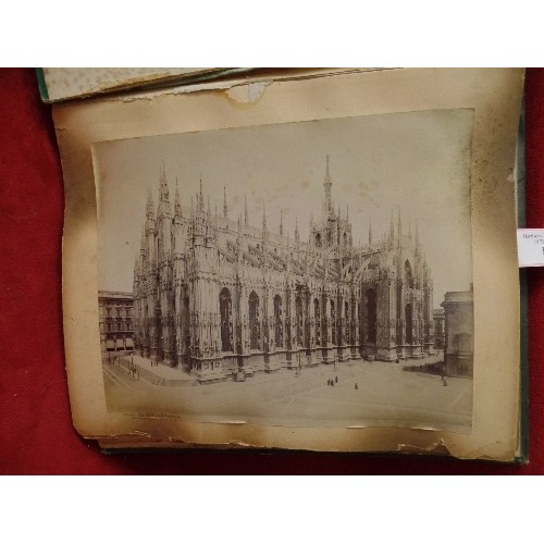 155 - VINTAGE BOUND ALBUM OF SEPIA PHOTOGRAPHS OF ITALIAN CITIES. MILANO, PISA, NAPLES ETC.